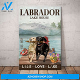 Labrador Retriever Dog Lake House Canvas Wall Art, Wall Decor Visual Art