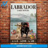 Labrador Retriever Dog Lake House Canvas Wall Art, Wall Decor Visual Art
