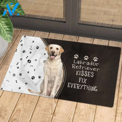 Labrador Retriever Doormat, Kisses Fix Everything Doormat, Dog Welcome Mat, Funny Welcome Mats for Dogs Lovers