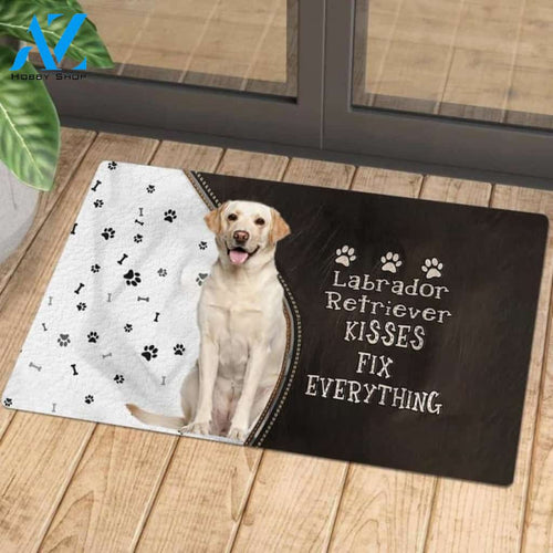 Labrador Retriever Doormat, Kisses Fix Everything Doormat, Dog Welcome Mat, Funny Welcome Mats for Dogs Lovers