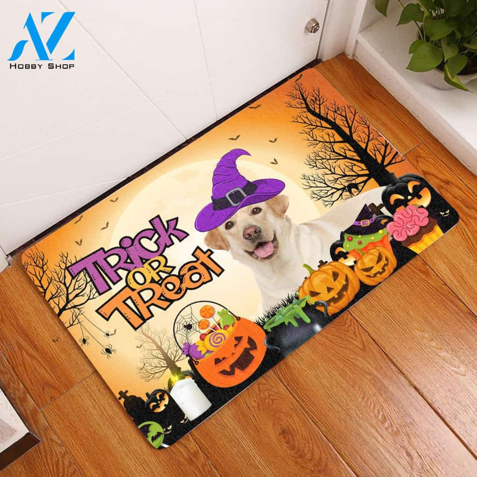 Labrador Retriever Halloween Trick Or Treat - Door Mat | Welcome Mat | House Warming Gift