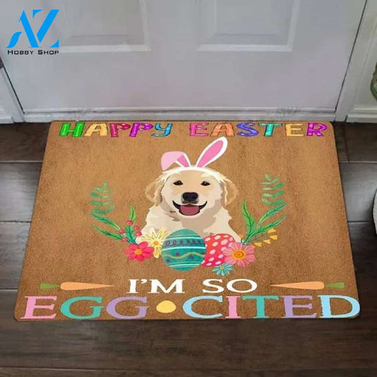 Labrador Retriever Happy Easter Im So Egg-Cited Doormat Funny Pun Indoor Outdoor Decor Gift For Dog