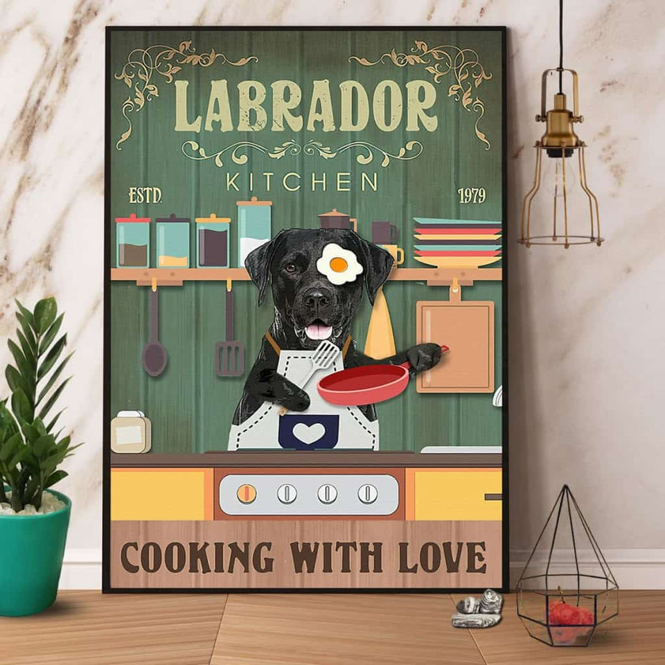 Labrador Retriever Kitchen Cooking With Love Paper Poster No Frame Matte Canvas Wall Decor
