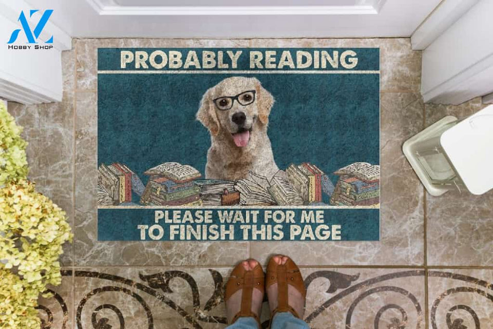 Personalized Name Family House Labrador Retriever- Probably Reading Please Wait For Me To Finish This Page Doormat Welcome Mat Housewarming Gift Home Decor Funny Doormat Gift For Book Lovers