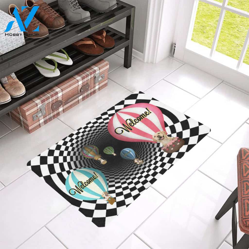 Labrador Retriever Welcome Hot Balloon Doormat Indoor And Outdoor Mat Entrance Rug Sweet Home Decor Housewarming Gift Gift For Friend Family Stem Feminist