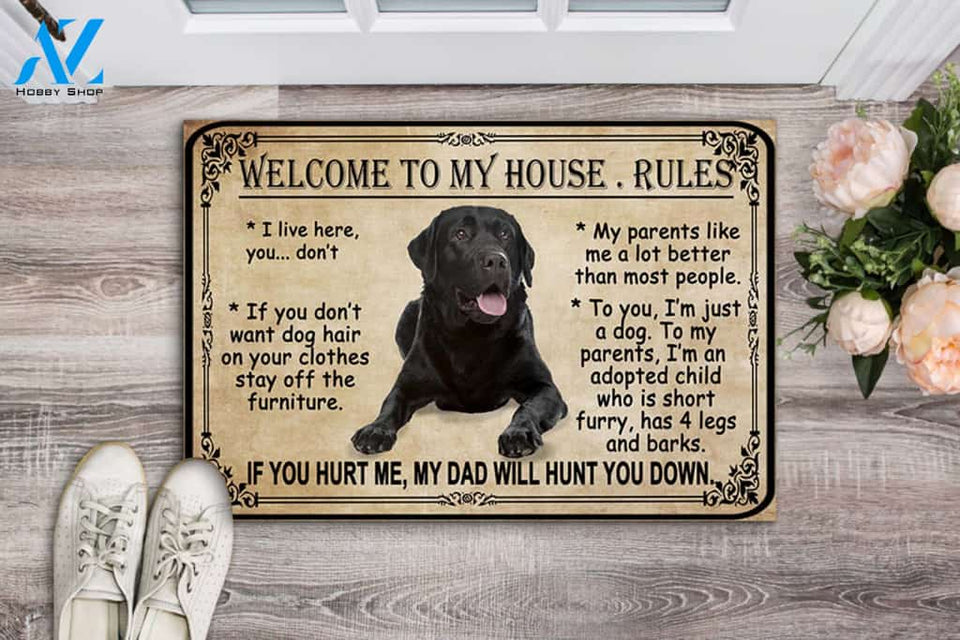 Labrador Retriever Welcome To My House Rules Doormat Indoor And Outdoor Mat Entrance Rug Sweet Home Decor Housewarming Gift Gift For Friend Family Stem Feminist