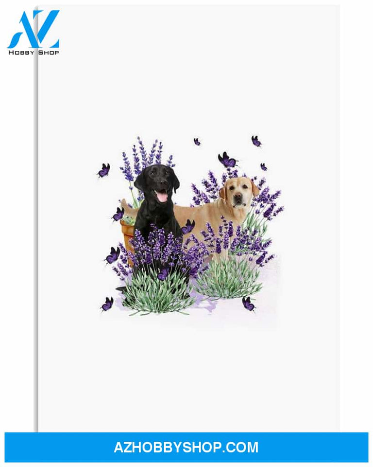 Labrador Retriever with lavender flower poster