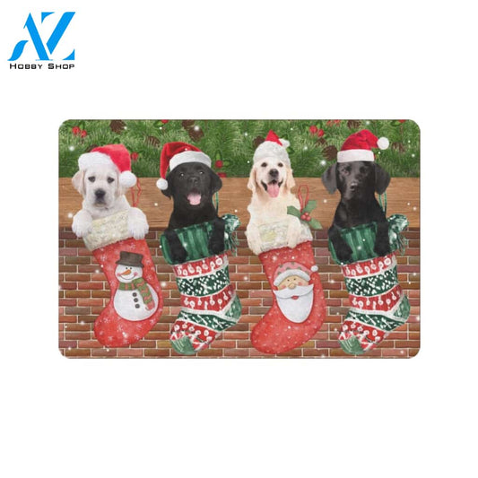 Labradors in Christmas Socks Indoor And Outdoor Doormat Gift For Labradors Dog lovers Gift For Friend & Family Home Decor Warm House Gift Welcome Mat