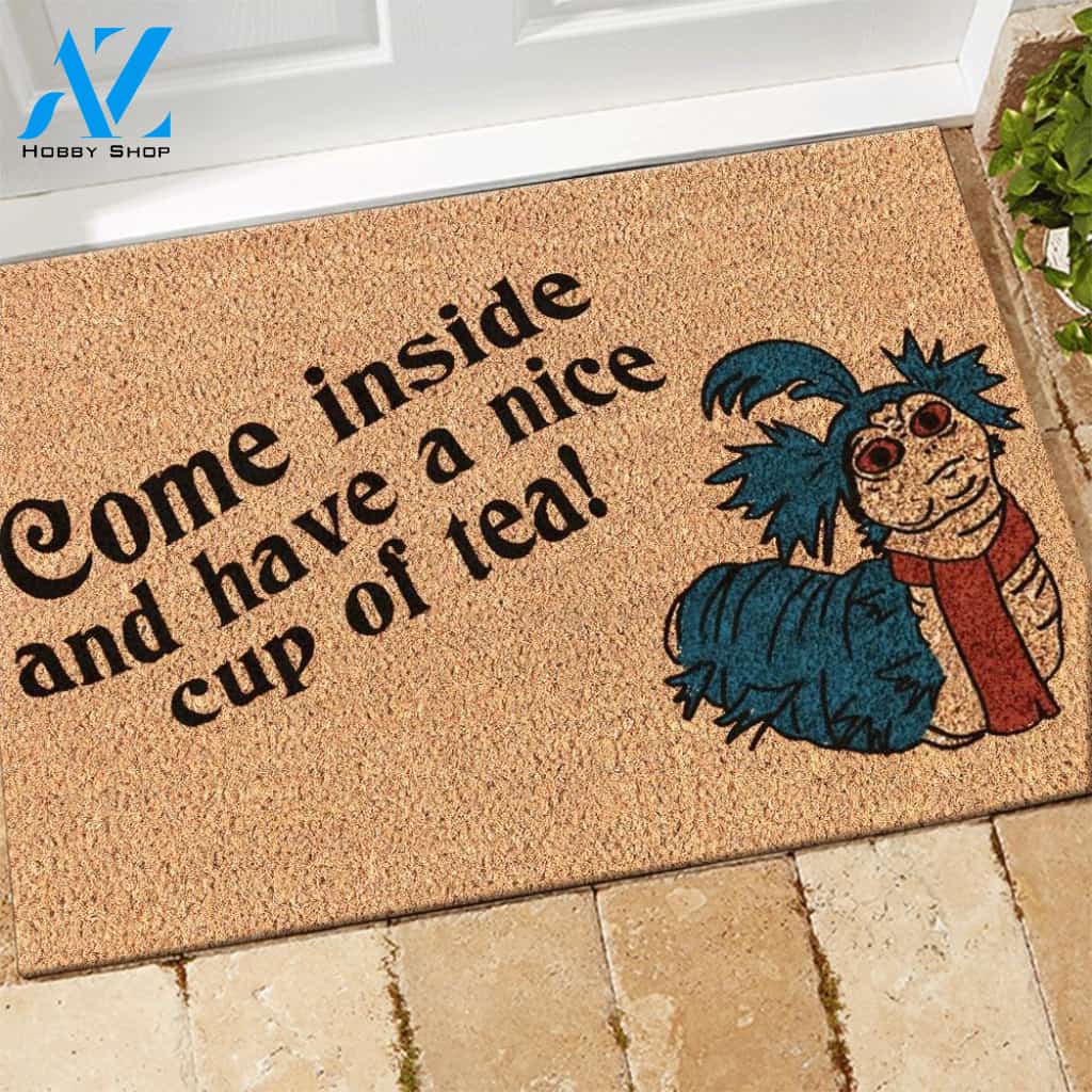 Labyrinth Doormat Worm Come Inside And Have a Cup of Tea | Welcome Mat | House Warming Gift | Christmas Gift Decor
