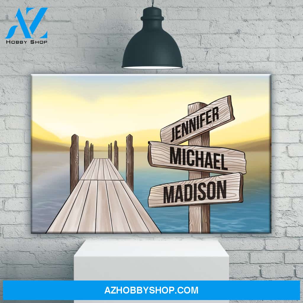 Lake Dock Art Color Multi-Names Premium Canvas