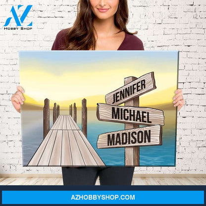 Lake Dock Art Color Multi-Names Premium Canvas