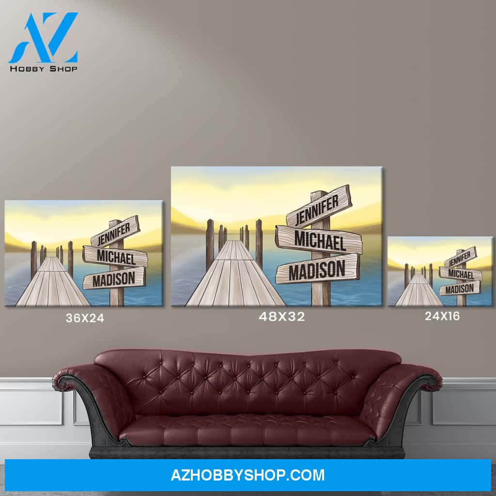 Lake Dock Art Color Multi-Names Premium Canvas