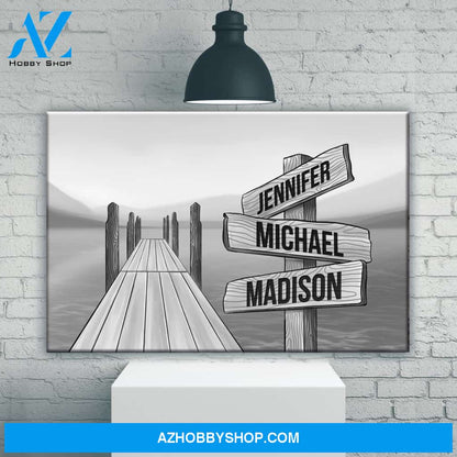 Lake Dock Art Multi-Names Premium Canvas
