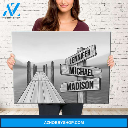 Lake Dock Art Multi-Names Premium Canvas