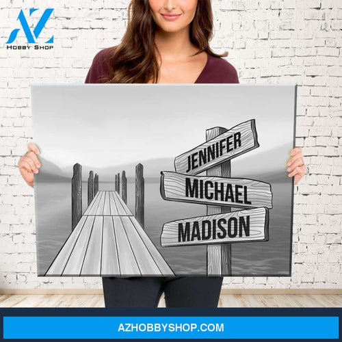 Lake Dock Art Multi-Names Premium Canvas