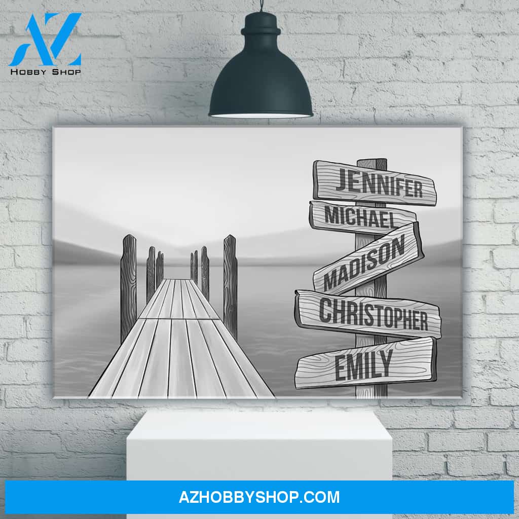 Lake Dock Art Multi-Names Premium Canvas
