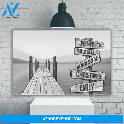 Lake Dock Art Multi-Names Premium Canvas
