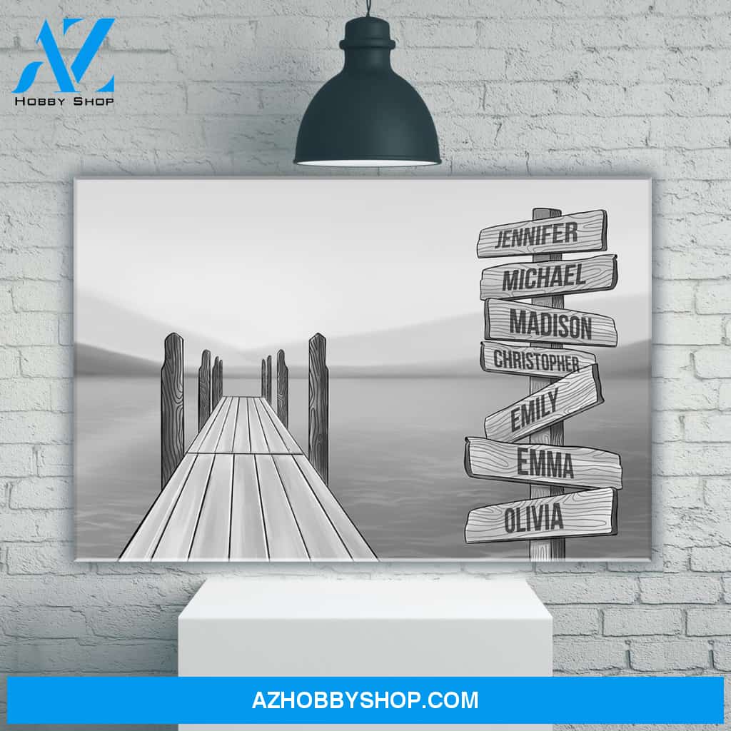 Lake Dock Art Multi-Names Premium Canvas