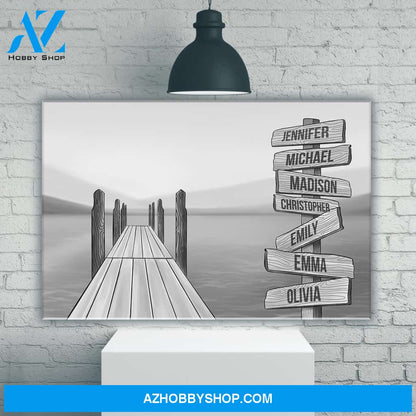 Lake Dock Art Multi-Names Premium Canvas