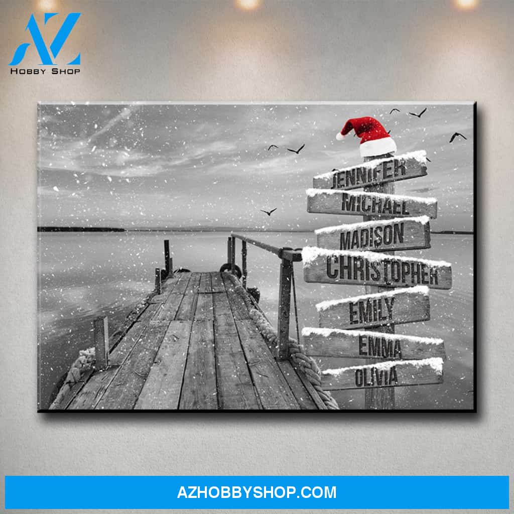 Lake Dock 2 Christmas Multi-Names Premium Canvas