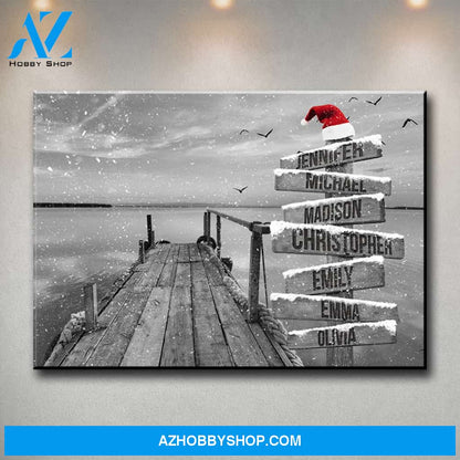 Lake Dock 2 Christmas Multi-Names Premium Canvas