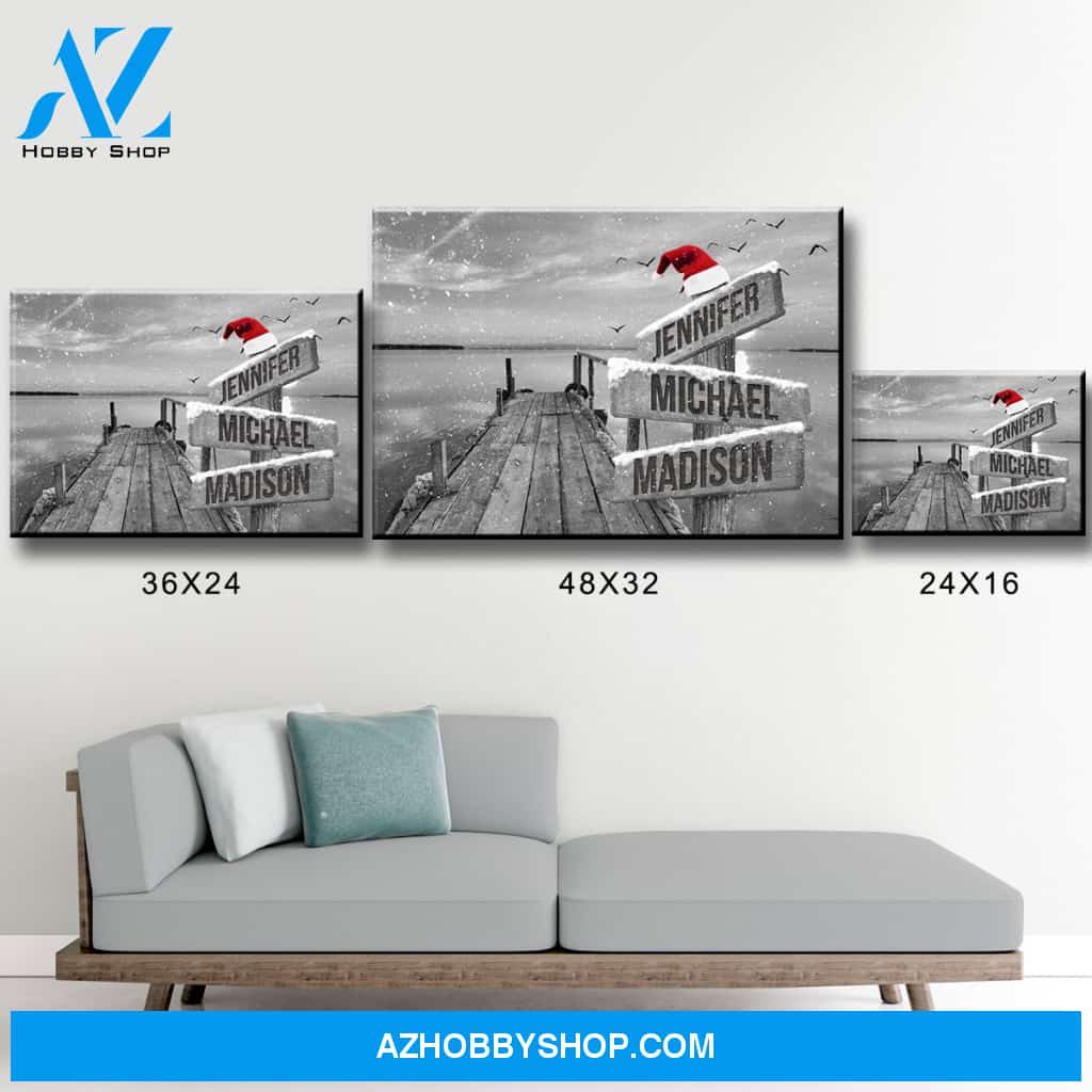 Lake Dock 2 Christmas Multi-Names Premium Canvas
