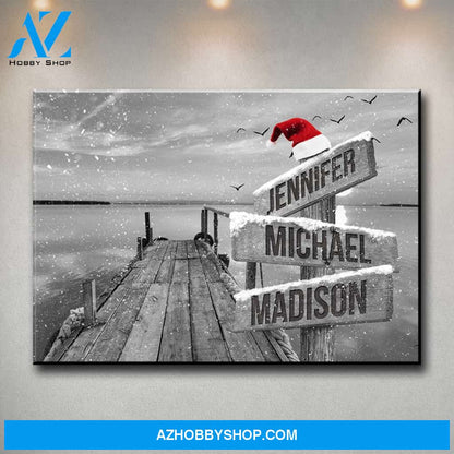 Lake Dock 2 Christmas Multi-Names Premium Canvas
