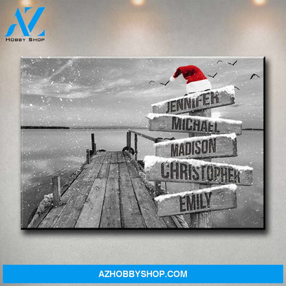 Lake Dock 2 Christmas Multi-Names Premium Canvas