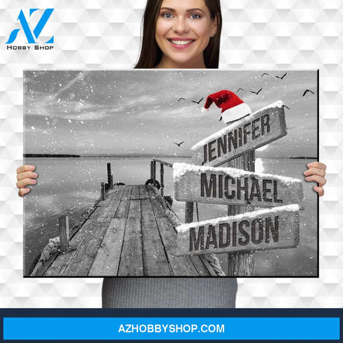 Lake Dock 2 Christmas Multi-Names Premium Canvas