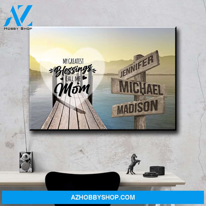 Lake Dock Color - Call Me Mom Multi-Names Premium Canvas