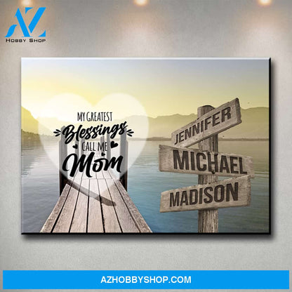 Lake Dock Color - Call Me Mom Multi-Names Premium Canvas