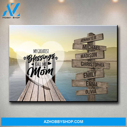 Lake Dock Color - Call Me Mom Multi-Names Premium Canvas