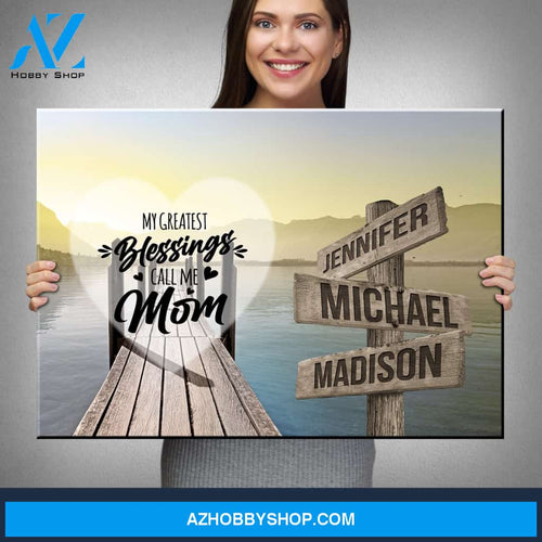 Lake Dock Color - Call Me Mom Multi-Names Premium Canvas