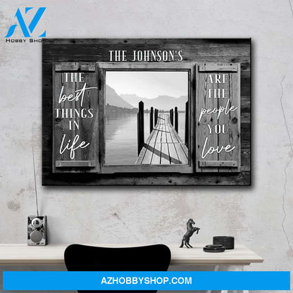 Lake Dock Wood Shutters Premium Canvas Saying 3