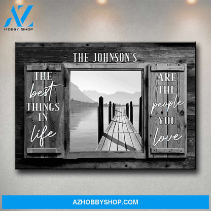 Lake Dock Wood Shutters Premium Canvas Saying 3