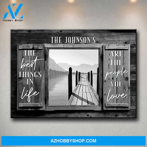 Lake Dock Wood Shutters Premium Canvas Saying 3