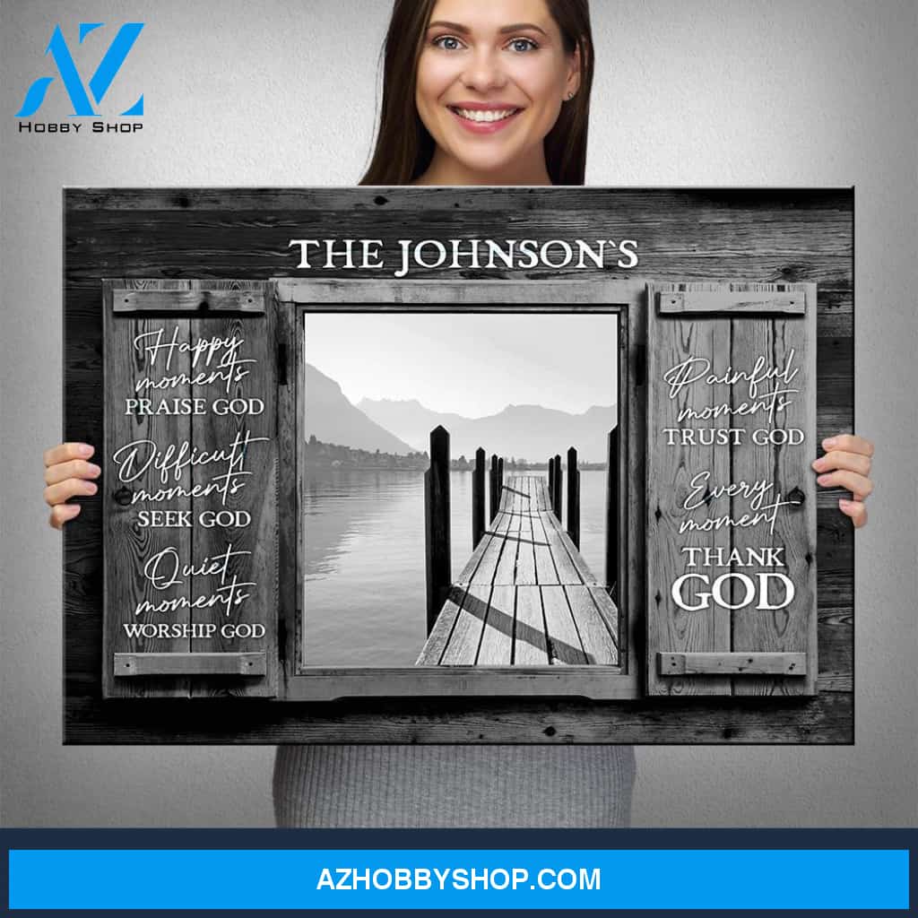Lake Dock Wood Shutters Premium Canvas Saying 8