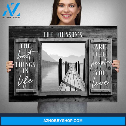 Lake Dock Wood Shutters Premium Canvas Saying 3