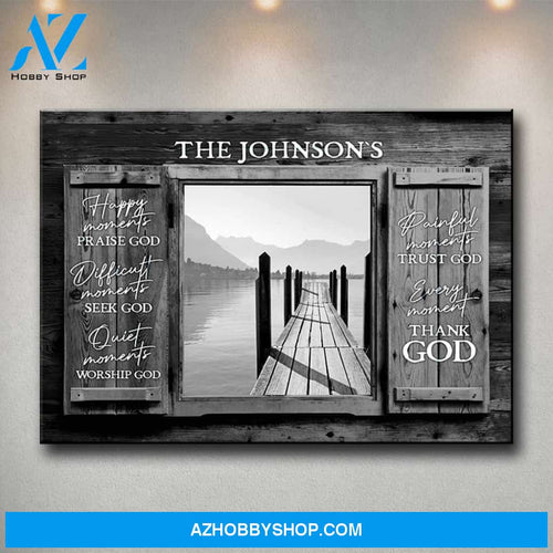 Lake Dock Wood Shutters Premium Canvas Saying 8
