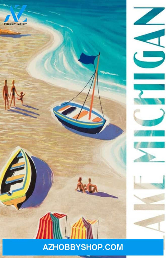 Lake Michigan Vintage Beach Scene 