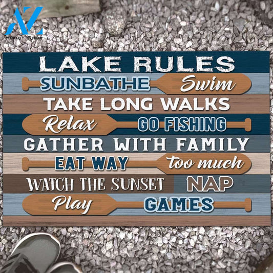 Lake Rules Relax Go Fishing Funny Doormat Gift For Dog Lovers Birthday Gift Home Decor Warm House Gift Welcome Mat