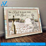 Lambs with cotton tree farm - Be still and know that I am God - Jesus Landscape Canvas Prints - Wall Art