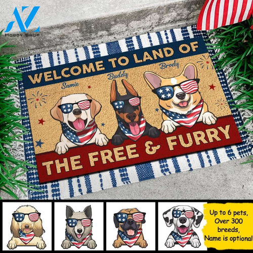 Land Of The Free & Furry - 4th Of July Funny Personalized Pet Doormat (Cat & Dog) 