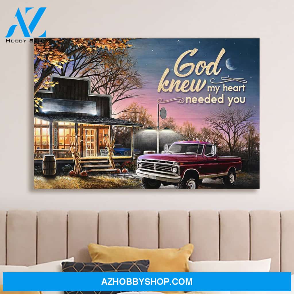 Landscape God Canvas Wall Art - God Wall Art - Bible Verse Canvas - God Knew My Heart Needed You