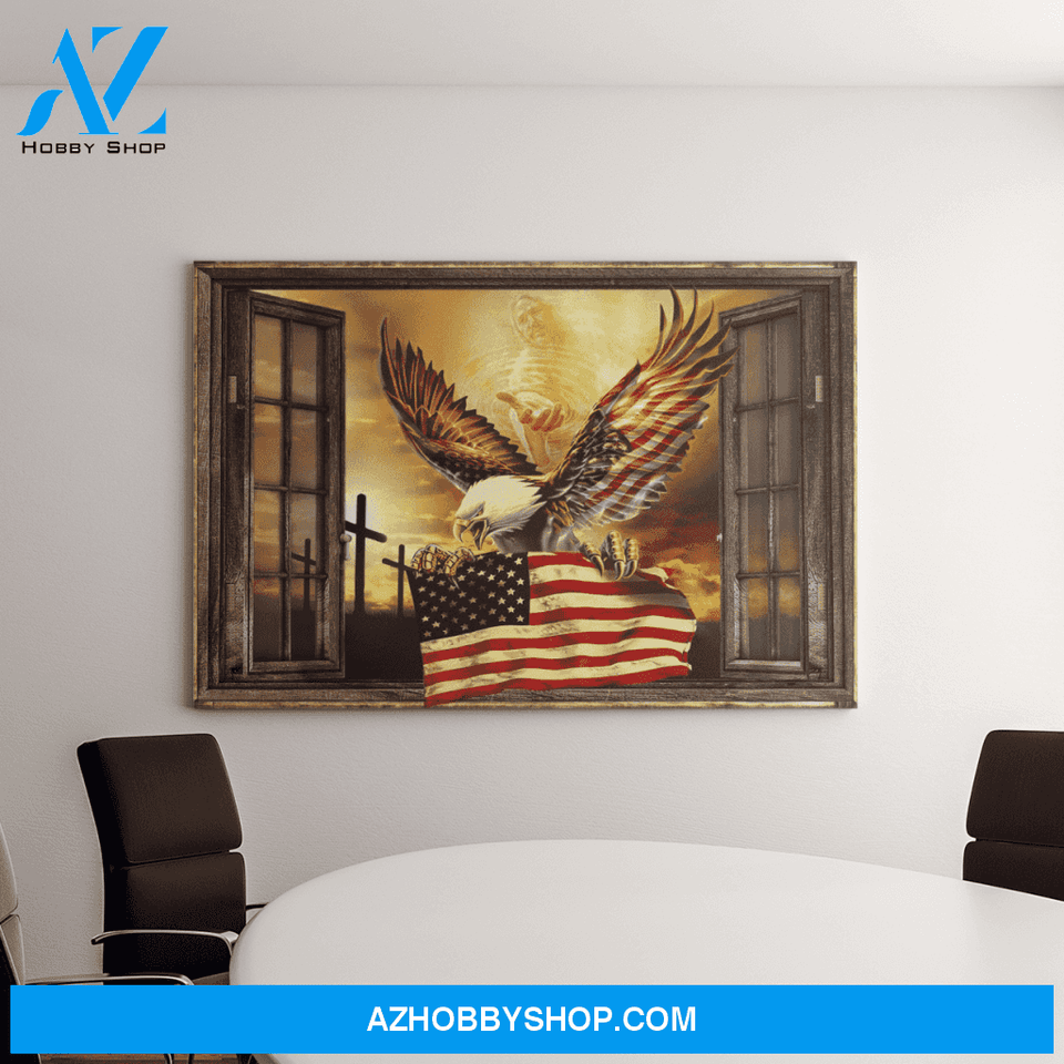 Landscape God Canvas Wall Art - Jesus Canvas Wall Art - Amazing eagle - Through the windows Canvas