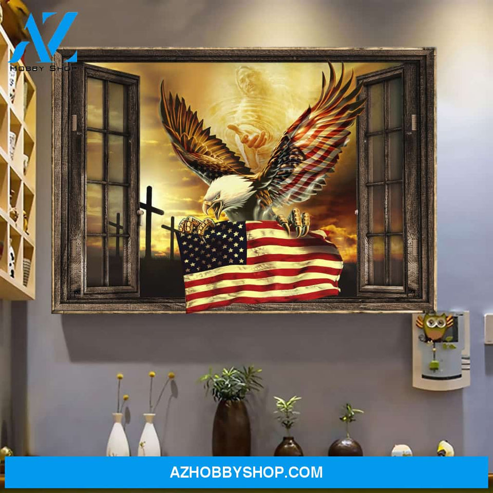 Landscape God Canvas Wall Art - Jesus Canvas Wall Art - Amazing eagle - Through the windows Canvas