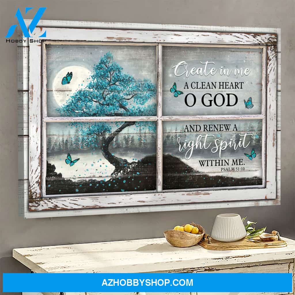 Landscape God Canvas Wall Art - Jesus Canvas Wall Art - The tree of peace - Create in me a clean heart Canvas