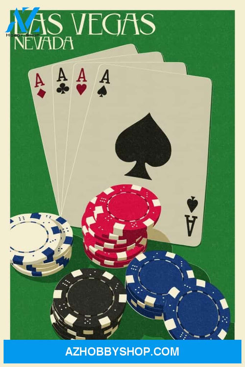 Las Vegas Nevada Poker Cards And Chips Letterpress