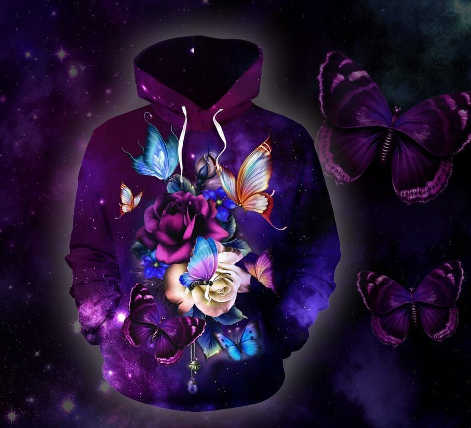Butterfly Lovely Purple Butterfly Unisex 3d Hoodie