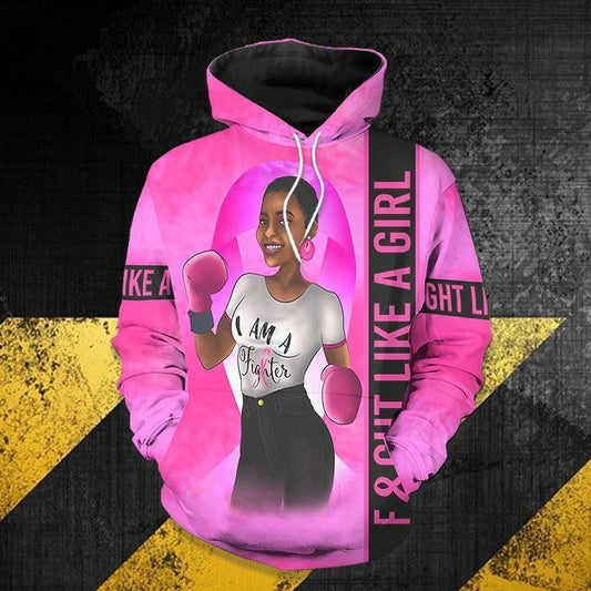 Fight Like A Girl Breast Cancer Awareness Unisex 3d Hoodie